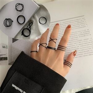 NEW‎ Black Midi Knuckle Interchangeable Ring Set
